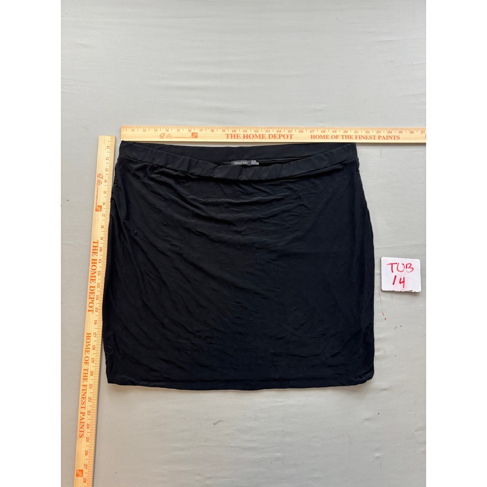 Boohoo Black Mini Skirt Plus Size 22 Bodycon Stretch Basic Solid Casual